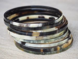 Handmade Luxury Buffalo Ox Cow Horn Bangle Natural Fashion Jewelry for Men <b>Women</b> Classic Style with <b>Pearl</b> Stone Perfect Gift - Product Image 5