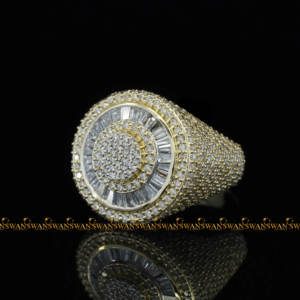 Anillo único de Plata de Ley 925 Hip Hop con diamantes de moissanita de corte redondo y Baguette que mejoran la claridad VVS para bodas - Product Image 2