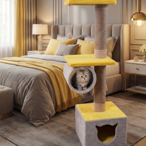 ต้นไม้แมวคุณภาพสูง Amistar Classic Jute Cat Tree Mira พร้อมอุโมงค์สำหรับแมว ทนทาน 4 ชั้นขึ้นไป - Product Image 3