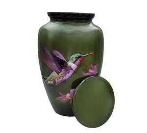 Urnes funéraires pour crémation, design cardinal élégant, grande taille, 26 cm de haut, avec sac en velours, urne verte - Product Image 1