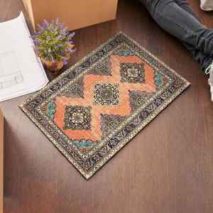 Vintage Design Printed <b>Rug</b>, Orange Floral Persian Style Salon Decor Nursery,Luxury Velvet <b>Rug</b> - Product Image 3