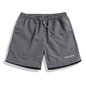 Shorts de bain tissés décontractés de haute qualité 2026, couleur unie, avec cordon de serrage, logo personnalisé, anti-plis, pour hommes - Product Image 6