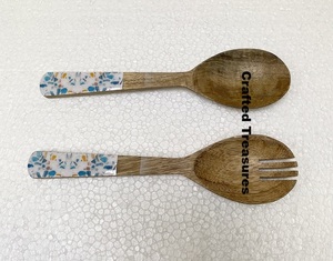 Venta al por mayor último diseño de madera y esmalte Servidor de ensalada juego de cubiertos para restaurante comida seguro esmalte manijas a precio competitivo - Product Image 3