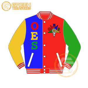 GREEK TREASURES GT-9047 Customized Order Eastern <b>Star</b> Cotton Fleece Embroidered Varsity <b>Jacket</b> OES Breathable Quick Dry Women - Product Image 2