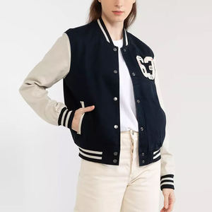 Chaqueta Universitaria Personalizada para Mujer, Fabricante de Ropa Urbana, Chaquetas Letterman, Chaquetas de Béisbol con Parches Bordados en Chenilla de Lana - Product Image 2