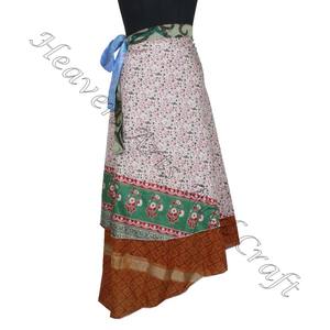 Jupe Longue Réversible en Soie Magique Vintage de 38 Pouces, Robe Tube à Licou à 2 Couches, Grande Taille, Été, Saris, Longue, Réversible - Product Image 3