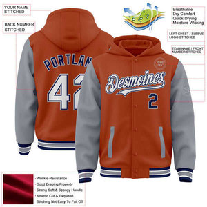 Logotipo personalizado bordado universidad béisbol uniforme Unisex Letterman Deporte Sudaderas con capucha hombres Varsity chaqueta - Product Image 2
