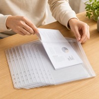 Pochettes à fermeture éclair en PVC transparent A5 A6 A7 pour classeur à anneaux, enveloppes à monnaie à ouverture latérale, sacs de rangement à fermeture éclair pour documents
