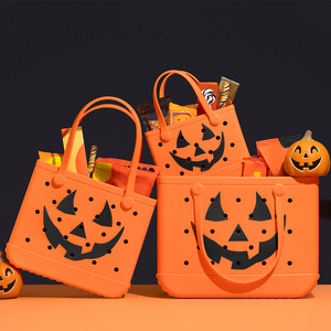 Bolsa de EVA con Logotipo Personalizado, Artículos Esenciales para Halloween, Diseño de Calabaza, Bolsa de Goma Impermeable para Niños, Cesta de Regalo Navideña, Decoración para Fiestas - Product Image 1
