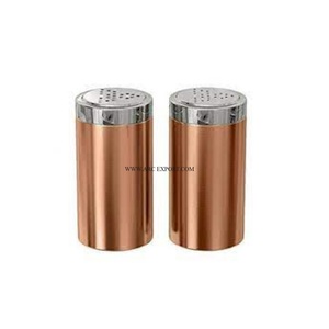 Juego de 2 decoraciones de mesa chapadas en cobre para el hogar y la cocina, sal y pimienta, forma redonda, tamaño personalizado, sal y pimienta de Metal - Product Image 1