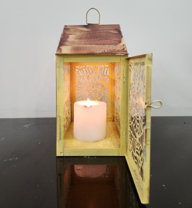 Linterna de Metal decorativa con telaraña hecha a mano, forma de cabaña duradera con portavelas, linterna de vela Premium - Product Image 2