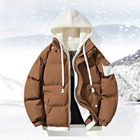 Couleur marron nouvelle veste bouffante pour hommes imperméable épaissir thermique hiver bulle manteaux coupe ajustée coupe-vent Ski Parka veste avec capuche