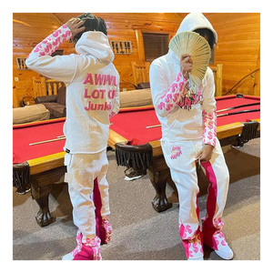 Sweatsuits à logo imprimé bouffant pour hommes pantalons évasés deux pièces survêtements combinaison à séchage rapide pour hommes vente en gros OEM personnalisé - Product Image 6