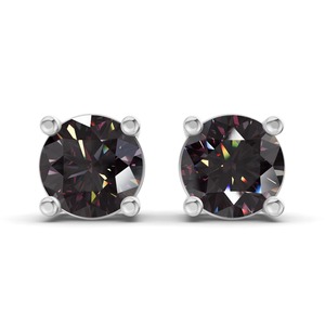 Pendientes de tuerca de diamante redondo cultivado en laboratorio de cuatro puntas, negro medianoche, 1 quilate total, claridad VS, oro rosa de 14K, color elegante, After Dark Piece - Product Image 1