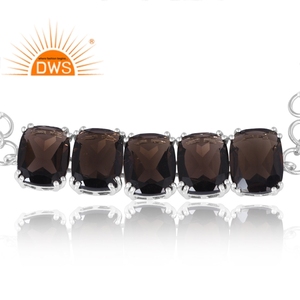 สร้อยข้อมืออัญมณีสเตอริงจาก925สร้อยข้อมืออัญมณีสโมคกี้จากธรรมชาติผู้ผลิตเครื่องประดับตามสั่ง - Product Image 2