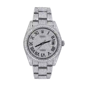 Crystal Vortex Signature <b>Mens</b> <b>Stainless</b> <b>Steel</b> Moissanite Diamond Quartz Watch Hand Set Stones Glass Dial Fashion Power Styling - Product Image 2