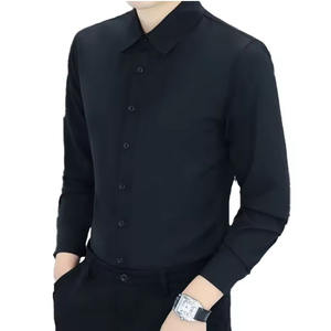 เสื้อเชิ้ตผู้ชายสไตล์ซาฟารีลำลองสำหรับฤดูใบไม้ร่วง ลายสก็อต ระบายอากาศได้ดี ผ้าโพลีเอสเตอร์ผสมคอตตอนป๊อปลิน แขนยาว ปกคอพับได้ ไม่ยับง่าย - Product Image 5