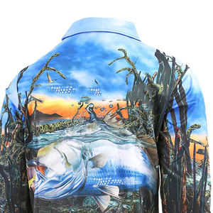 Sublimación transpirable de secado rápido personalizada de talla grande para hombre UPF 50 + media cremallera camisa de pesca de manga larga adulto 100% poliéster - Product Image 3