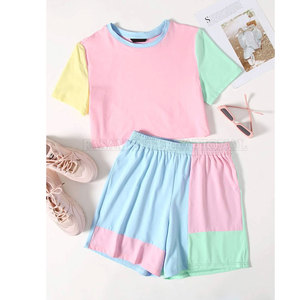 Conjunto de Top Corto y Pantalones Cortos de Algodón para Uso en Exteriores, Diseño Personalizado, Color en Contraste, Cómodo - Product Image 3