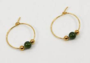 Impresionante pendiente colgante chapado en oro de plata de ley hecho a mano, Juego de puntas de gemas de corte de ónix verde, joyería de forma redonda de 10mm para mujer - Product Image 4