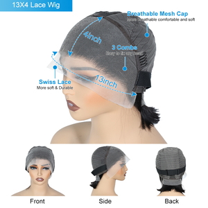 Quantité minimale de commande bas Bob perruque cheveux humains 180% densité 13x4 Transparent dentelle avant perruques cheveux humains pré plumé <span class=keywords><strong>court</strong></span> Bob sans colle perruques droites - Product Image 6