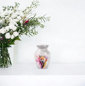 Urnes funéraires écologiques et durables de style européen et américain de 3 pouces, motif renard vibrant, pour hommes - Petite urne à cendres, lot de 1 - Product Image 4