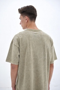 Organic Cotton Custom Oversized Acid Wash Distressed T-<b>Shirt</b> with Short Sleeve Crew Neck <b>Men</b> Women Unisex Eco Friendly - Product Image 2