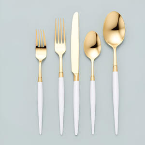 Suministros indios modernos, venta al por mayor, juego de cubiertos con espejo de acero inoxidable con mango blanco, juego de cubiertos hechos a mano de Metal para Hotel - Product Image 5