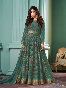 Nouveau travail brodé en georgette de renard lourd pakistanais avec la collection de costumes Nazarene Duppata - Product Image 4