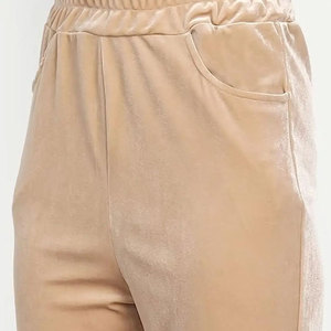 Nouveautés Vente en gros de haute qualité en velours sweat à capuche zippé personnalisé joggers deux pièces survêtement en velours pour femmes - Product Image 5