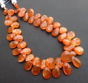 Rainbow Sunstone Faceted Pear Gemstone Beads 9 "Strand 8-14mm Natural African Sunstone Sparkle Beads para joyería - Product Image 2