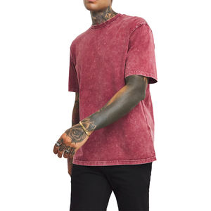 Camisetas de Hombre de Primera Calidad, Lavadas con Ácido, de Poliéster/Algodón, con Logotipo Personalizado, Estilo Urbano, Corte Regular, Tejido Oxford Grueso y Resistente - Product Image 1