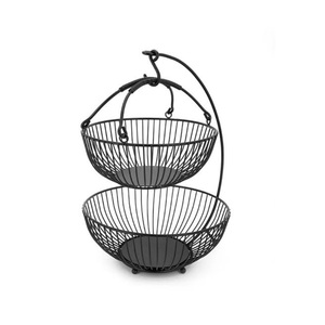 Set of 2 Wire <b>Metal</b> Fruit <b>Basket</b> Hand Curved Decorative Wire <b>Metal</b> <b>Storage</b> <b>Basket</b> Unique Style Antique Finishing <b>Basket</b> Home Use - Product Image 5