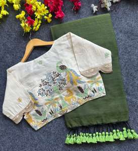 Fabricant et fournisseur de chemisiers et de saris en coton Khadi avec broderie de Surat à prix de gros - Product Image 4