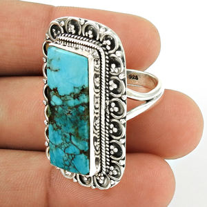 Bague de mode en turquoise tibétaine artisanale, argent sterling 925 massif, grossiste en vrac, fabricant de bijoux en argent, exportateurs, fournisseurs - Product Image 4