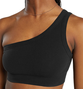 Soutien-gorge de sport respirant et léger à une épaule Tailles et conceptions personnalisées Coton côtelé extensible en coton côtelé - Product Image 5