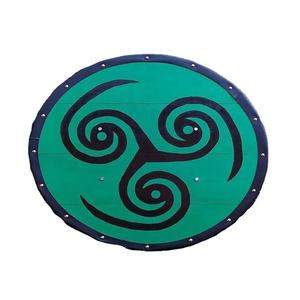 Escudo Vikingo JEXMOO Hecho a Mano de 24 Pulgadas, de Madera y Acero con Alto Contenido de Carbono, Diseño de Copa Central, con Soporte Compatible y Personalizable - Product Image 1