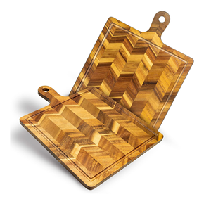 Planche à découper en bois d'acacia à motif damier avec poignée, écologique, taille et logo personnalisables, ustensile de cuisine, Vietnam, MOQ 100 pièces - Product Image 1