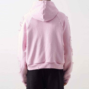 Ensemble de survêtements et sweats à capuche pour homme personnalisés en coton, brodés, avec strass, style streetwear vintage, zippés, délavés à l'acide et effet usé, coupe évasée - Product Image 3