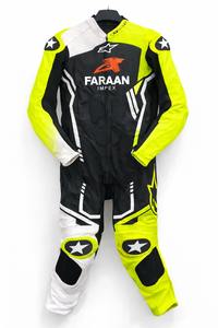 Combinaison de course de moto en cuir noir jaune néon, une pièce, professionnelle, pour la piste, combinaison de protection pour motard, fabricant OEM - Product Image 2