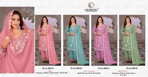 Qualité d'exportation indienne belle robe belle Organza Siffon Salwar Suit & Dupatta avec broderie et offres travail femme mode - Product Image 6