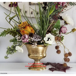 Urna y jarrón de flores chapados en oro de aluminio para decoración de sala de estar, centro de mesa de boda, urna de flores - Product Image 4