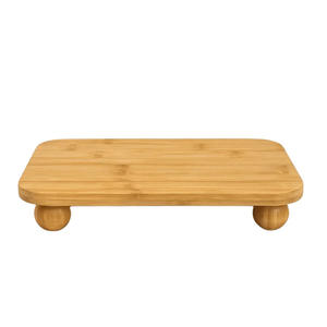 Plateau de présentation rectangulaire multifonctionnel classique à pied en bambou, 30x20cm - Product Image 1