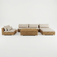 Ensemble de chaises de jardin portables en rotin tressé à la main, modernes, écologiques, durables, pour l'extérieur, avec coussins beiges, pour le parc