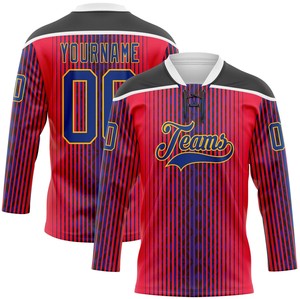 Jersey de Hockey sobre Hielo Personalizado con Cordones, Impresión Digital, Ropa de Equipo, 100% Poliéster, Antibacterial, Secado Rápido, Nombre del Equipo Personalizado - Product Image 1