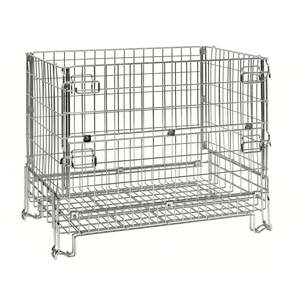 Electro-Galvanized KM079119 Mesh <b>Basket</b> Steel Wire Container for Pallet Handling - Product Image 1