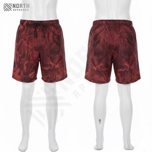 Shorts de bain pour hommes à taille mi-haute avec cordon de serrage, séchage rapide, décontractés, pour la plage, imprimés par sublimation écologiques, pour l'été - Product Image 4