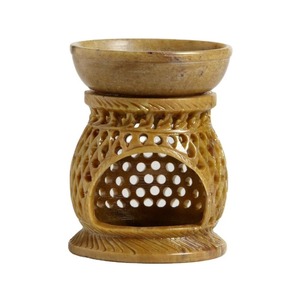 Soporte de luz de esteatita de mármol natural Artesanía India Arte Filigrana Trabajo Decoración para el hogar - Product Image 1