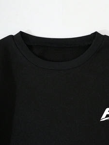 Ensemble survêtement en molleton noir personnalisé unisexe, sweat-shirt à col rond Y2K, jogging, vente en gros, OEM, étiquette privée, ODM, vêtements de sport décontractés, B2B - Product Image 3