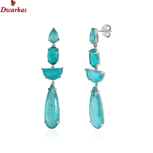 Pendientes de diseño atractivo, pendiente de gota de piedras preciosas Turmalina de cuarzo rosa doble de Plata de Ley 925 para regalo de damas y niñas - Product Image 5